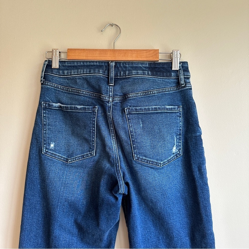 Express Boyfriend Mid Rise  Button Front Distressed Jeans 2 - Picture 6 of 12